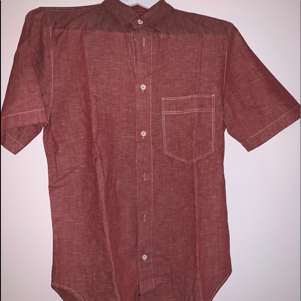 Short sleeve linen blend shirt